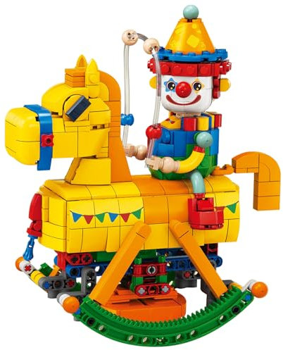 Geniteen Bausteine-Set,Mini Ritter Bausatz,Clown Set,bewegliches Schaukelpferd,Modellbausatz, Puppenspielzeug,Geschenk für Kinder und Erwachsene,Geschenk zum Geburtstag,zu Weihnachten und Neujahr