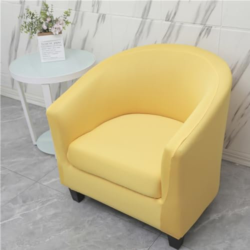 Surwin Sesselbezug Sesselschoner mit Elastisch Stretch Husse, Einfarbig Sesselüberwurf Universal Chair Schonbezug Sofabezug für Clubsessel Lounge, Cocktailsessel (Gelb,One Size)