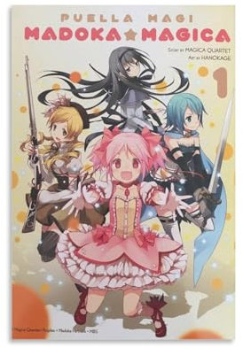 Puella Magi Madoka Magica Leinwand-Anime-Poster, Kunstdekoration, Wandposter, Dekoration, Innenposter, Druckdekoration, Bar, Restaurant, Dekoration, Ästhetik, Poster, Wohnzimmer, Poster, 30,5 x 45,7