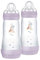 MAM Easy Start Babyflasche 320 ml (2er-Set), Set mit 2 Anti-Kolik-Flaschen zum Stillen, reduziert Luftblasen und das Risiko von Koliken, Babyzubehör ab 4 Monaten mit Sauger Größe 3, Lila