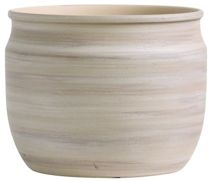 Olly & Rose Macetero grande de terracota cepillado gris/marrón topo – Maceta de cerámica de 23 cm, maceta de exterior e interior para el hogar y el jardín