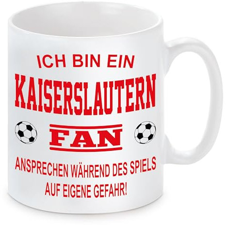 Fussball Tasse | Ich bin ein Kaiserslautern Fan - Ansprechen während des Spiels auf eigene Gefahr | Keramiktasse für Fußballfans | Spülmaschinenfest | mit Wunschtext auf der Rückseite