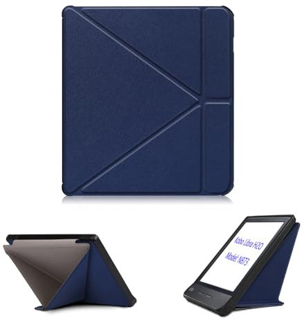 Huanghua Coque de protection pour liseuse Kobo Libra H2O compatible avec Kobo Libra H2O modèle N873, coque de protection automatique avec mise en veille et réveil (bleu foncé)