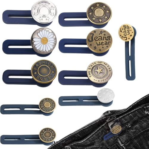 10 Stück Hosenbunderweiterung Knopf,Hosenbunderweiterung Hosenknopf,Hosen Expander Button,Jeans Einziehbare Knöpfe,Jeans Knöpfe und Hosen Expander Button Set für Jeans Hosen, Hosenerweiterung