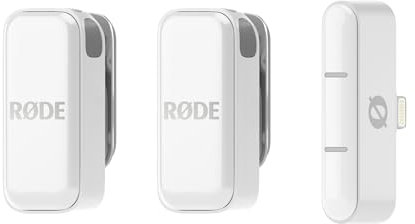 RØDE Wireless Micro - Microfono wireless compatto, due microfoni con custodia di ricarica per la creazione di contenuti per smartphone - Lightning, bianco