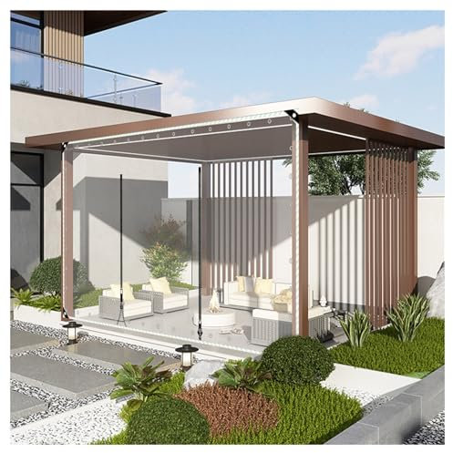 Heavy Duty Clear Waterproof Tarpaulin with Zipper Outdoor Transparent Curtains for Pergola 9m x 2.6m (29.5ft x 8.5ft)