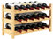 COSTWAY Portabottiglie per Vino in Bambù, Scaffale per 18 Bottiglie di Vino con Fessura a Onda, per Soggiorno, Cucina, Bar, 62 x 24 x 38 cm