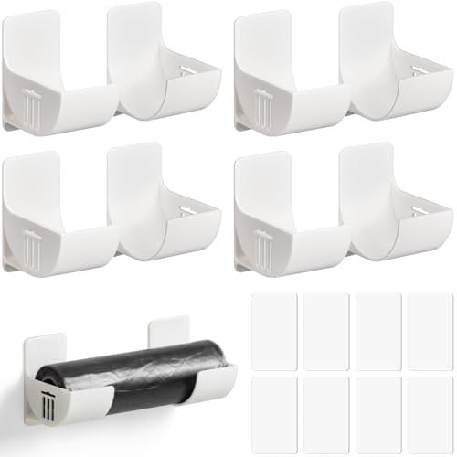 SHUNNBUY 8 Stück Wandmontierter Müllbeutelhalter Nein Stanzen Küchen Organizer frischhaltefolie Alufolie Halterung Schranktür Organizer für Küche Lagerschränke Kleiderschrank