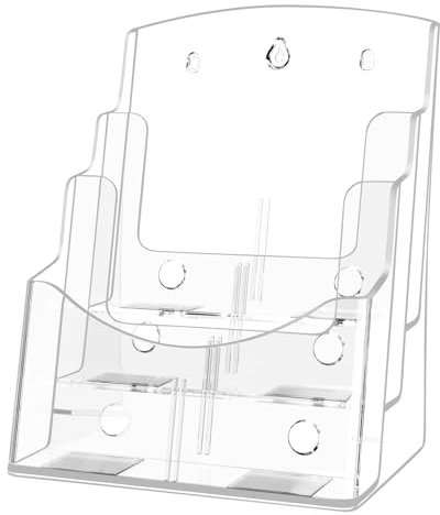 Viymgit Prospekthalter A4, 3 Etagen Transparenter Acryl DIN A4 Prospektständer, Broschürenhalter im Hochformat für Menüs, Prospekte, Kataloge, Preiskarten