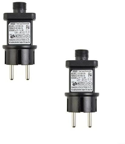 HOHOVYVY Lot de 2 fiches pour guirlande lumineuse extérieure, adaptateur secteur, transformateur IP44, 31 V, max. 3,6 W