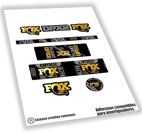 WP475 Aufkleber kompatibel mit Rear Shock Fox Float DPX2 Elite Bike Aufkleber, MTB Decals, Auffkleber, Federgabel (Chrom-Gold)