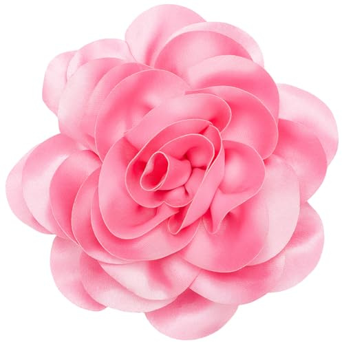 CREATCABIN 20cm Große Blumenbrosche Rosa Extra Große Kamelien Brosche Anstecknadeln Für Kleidung Abnehmbare Anstecknadeln Satinstoff Brosche Für Hochzeit Party Bankett Anzug Zubehör Schmuck Geschenke