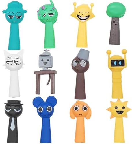Rhythm Box Figures Toys 12pcs Rhythm Box Cake Topper Set, Rhy-thm Figures Game Model Statue Collectible Rhy-thm Birthday Decorations Gifts for Girls and Boys/Game Fans