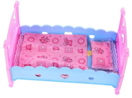 HEALSOPTHY Niedliches Puppenbett Mini-krippenspielzeug Für Mädchen Spielset Babypuppenbett Möbel Fantasievolles Spielen