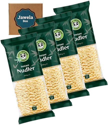 Instant Nudeln 4 x 250g - 1000g Jawela Set 4er Pack - Panda Expressen Instantnudeln Instant Nudler - Asia Snack Instant-Nudeln ohne Zusatz- und Konservierungsstoffe