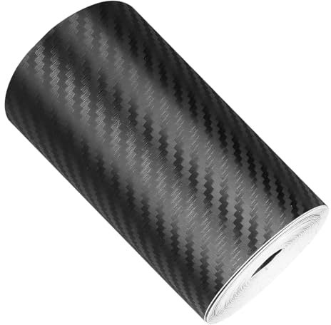 Carbon Folie Auto (10cm × 1000cm) Carbonfolie Klebefolie Auto Einstiegsleisten Schutz, 3D Lackschutzfolie mit Abstreifer, Schutzfolie für Die Meisten Autos wie SUVs und Limousinen Schwarz