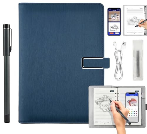 Ai-Powered Smart Writing Set, Ai Smart Digital Notebook with Pen, Smart Electronic Notebook, Digital Pen Real-Time Synchronization Digitization for iOS and Android for Office Note Drawing (Blue-B)