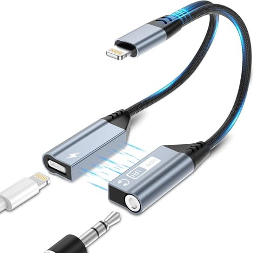 Magnetic Lightning to 3.5mm Headphone Jack Adapter, [Apple MFi Certified] 2 in 1 iPhone Headphone Aux Audio and Charger Adapter, iPad headphone adapter Compatible with 14 13 12 11 XS XR 8 7 (Black)