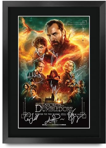 HWC Trading Fantastic Beasts 3 The Secrets of Dumbledore Eddie Redmayne Geschenke Geduckter Poster Signiertes Autogramm Foto für Fans von Film Memorabilien - A3 Gerahmt