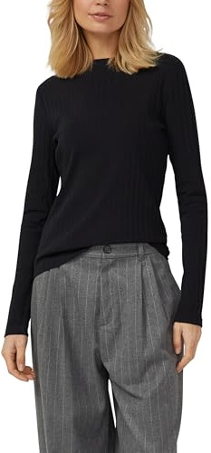 s.Oliver Damen T-Shirt – Geripptes Langarmshirt, Slim Fit, Rundhals