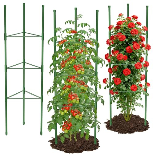 MYMULIKE Tomaten Rankhilfe Extra groß130x43cm, 3 Stück Pflanzenhalter für Tomate, Einstellbar Höhe Garten Rankhilfe für Tomate, Wobei Rosen, Tomaten und Gurken Frei Wachsen
