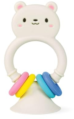 Tiger Tribe Silicone Bear High Chair Buddy | Baby Toys for Teething & Sensory Play | Suction Cup Animal Figure with Rings | Travel Friendly Toy | Montessori Development Gifts for Babies 0-2 Years Old