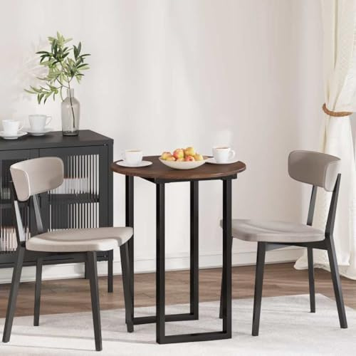 QJBSAVVA Tischplatte 60 cm rund in Brauneiche Holzwerkstoff 1,5 cm stark Modernes minimalistisches Design Robust & Langlebig für Esszimmer Büro Home-Office