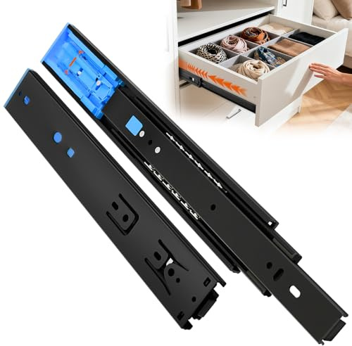 ToBeGreat Schubladenschienen Vollauszug 300 mm,Push-to-Open & Soft-Close mitSelbsteinzug,45 kgTragkraft,furKuichenschubladen,1Paar(Schwarz)