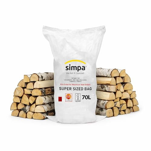 simpa 70L (24kg Approx) Kiln Dried Birch Hardwood Firewood Logs, Perfect for Open fires, Wood Burning Stoves, Log Burners, Campfires, Fire Pits