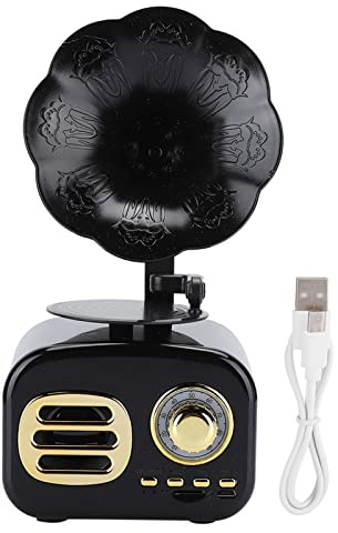 POENVFPO -Retro-Bluetooth-Lautsprecher, Tragbarer Kabelloser Lautsprecher mit Integriertem und TF-Karten-Unterstützung, für Desktop-Laptop-Reisen Im Freien (Black)