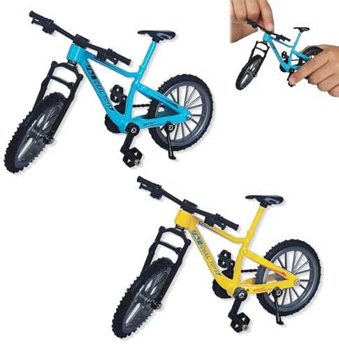 EAVUYIS 2 Stück Finger Fahrrad Modell, Mountainbike-Modell Spielzeug, Finger Mountainbike Modells Ornamente, Miniatur Fingers Bike, Mini Bend Fahrrad Modells