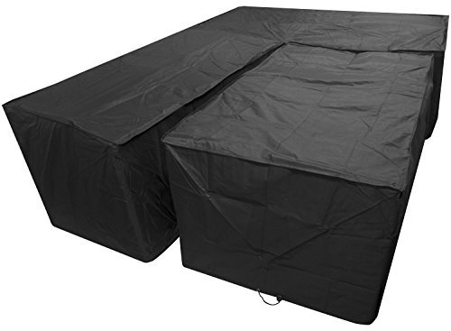 Woodside Black L Shape Outdoor Dining Patio Set Cover Large Left Side Long