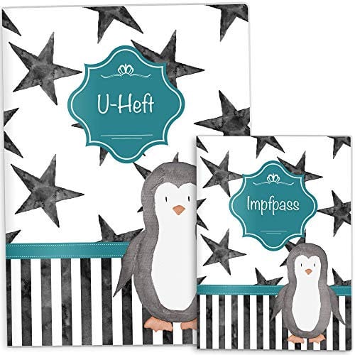 OLGS Designer U-Heft und Impfpass Hüllen Set Creative Royal | Stilvolle Untersuchungsheft Hülle & Impfpasshülle, Babygeschenk (U-Heft Hüllen Set, Pinguin)