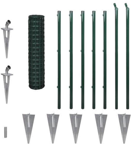 vidaXL Maschendrahtzaun Set 10x1,2m Stahl Grün Maschendraht Gartenzaun Zaun