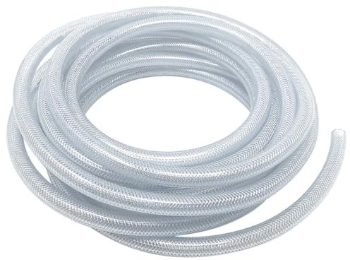 1 m of 10 mm ID / 13 mm OD Food Grade Reinforced Hose Pipe - 4-Layer High-Pressure PVC Tube for Water, Air, Chemicals - Textile Braided Heavy Duty Pipe for Workshop, Garden, Agriculture, Food Use