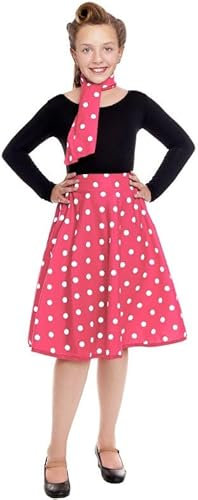 Falda Fucsia Lunares Blancos Infantil - Única, Faldas