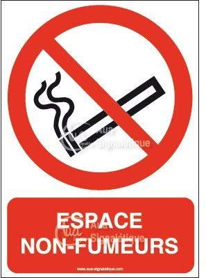 AUA SIGNALETIQUE - Panneau Espace Non Fumeurs-AI - 150x210 mm, PVC 1.5mm