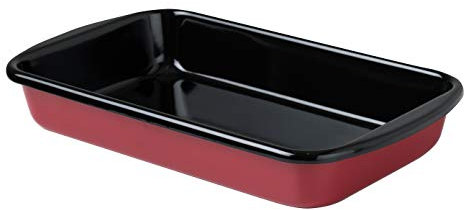 Riess, 0436-020, Auflaufform 38/22,5, CLASSIC - COLOR ROT, Maße 38 x 21.5 cm, Höhe 7.0 cm, Emaille, rot/schwarz, Bratpfanne, Bräter, Induktion