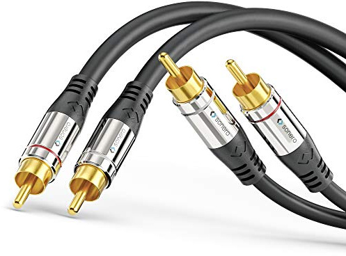 Sonero Cinch Stereo Audio Kabel Audiokabel 2x Cinch Stecker vergoldet 7,5m | Sonero Cinch Audiokabel 2x Cinch Stecker auf 2x Cinch,Stereo, HiFi Subwoofer Heimkino Receiver, vergoldete Kontakte
