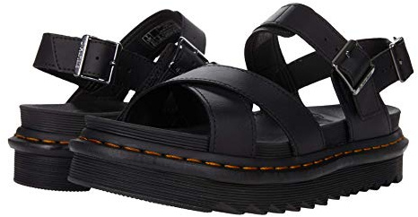 Dr Martens Womens Cross Strap Sandal Sneaker, Black Hydro Leather, 6 UK