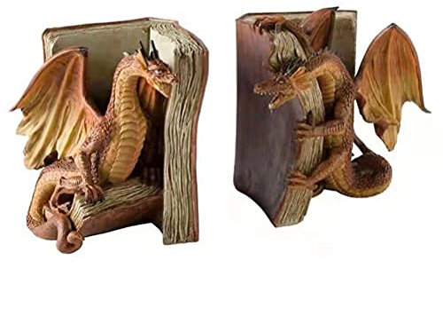 Hosuho Lustige Drache Buchstützen Harz Dragon Statue Desktop Buchend Home Office Bücherregal Dekoration