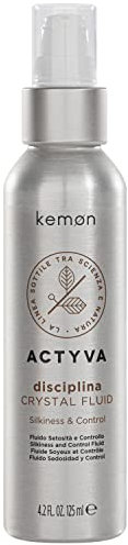 Kemon Actyva Crystal Fluid 125 ml - Fluido disciplinante para cabello rebelde, aporta brillo extremo y toque sedoso, controla encrespamiento y humedad