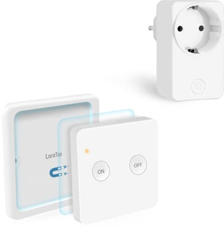 LoraTap Funksteckdose Set 1 Wandhalterung + 1 Fernbedienung + 1 Funksteckdose SP8211Q1