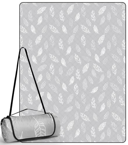 DEWUR Picknickdecke wasserdicht waschbar, Stranddecke Sandfrei XXL Campingdecke Strandmatte isoliert mit wasserdichter Unterseite (300 x200 cm, Grau)