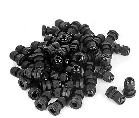Cable Gland AMPELE 100 Pack PG11 Waterproof Adjustable 5-10mm Nylon Cable Glands with Gaskets, Black(PG11)…