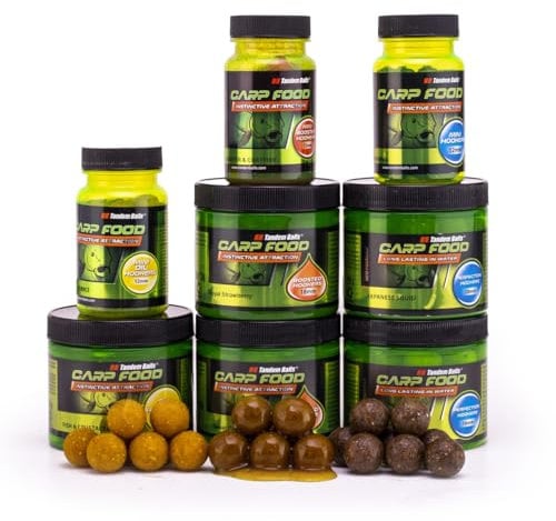 Tandem Baits Set of 8 Carp Hook Baits Fishing Box XL | Mini Oil Hookers12mm | Oil Hookers18mm | Mini Boosted Hookers & Mini Hookers12mm | Boosted Hookers & Perfection Hookers18mm | Carp Fishing Set Up