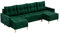 MEBLINI Schlafcouch mit Bettkasten - Ecksofa mit Schlaffunktion - Sofa mit Relaxfunktion und Kissen - Couch U-Form - Eckcouch - SCANDO - 290x140x75cm - Grün Samt
