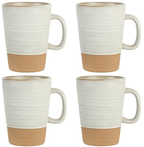 Gibson Elite 4 Pack Dreamweaver Terracotta Reactive 17 OZ Mug Set - Sand Cream