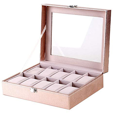 Juwaacoo Etui für Damen, weiblich, Freundin, Armbanduhr, Box zum Sammeln, PU-Leder, 10 Fächer, Schrank, Geschenk, 10 Fächer, , 10 Grids