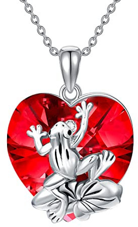 Frosch Halskette Sterling Silber mit Juli Geburtsstein Froschs Anhänger Halskette Schmuck Geschenk für Frauen Mädchen